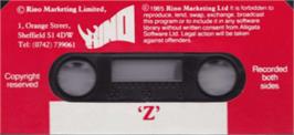 Top of cartridge artwork for Z on the Amstrad CPC.